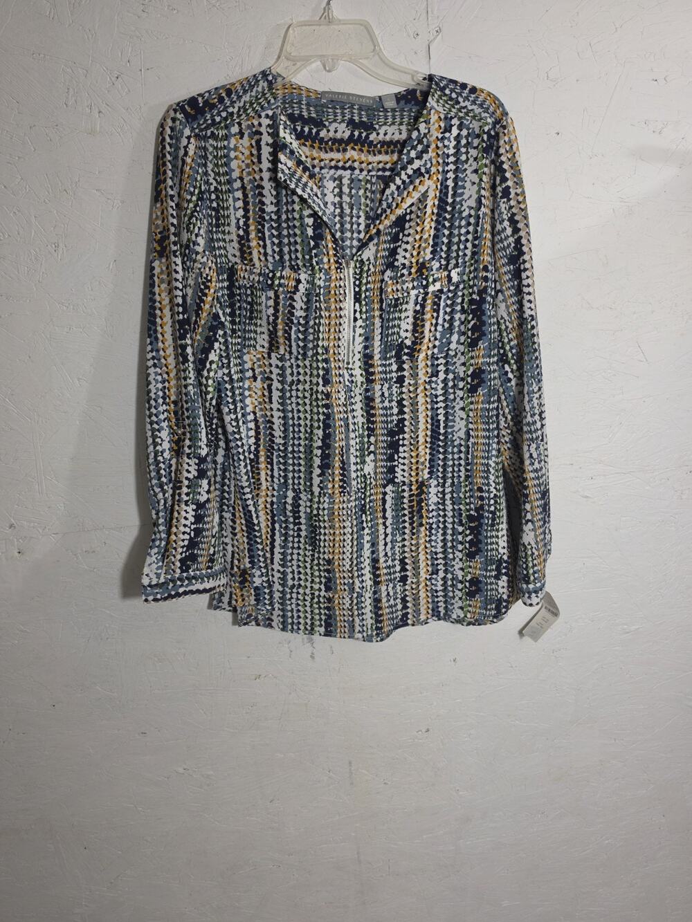 Valerie Stevens Blouse W/ Zipper Multicolor Large NWT
